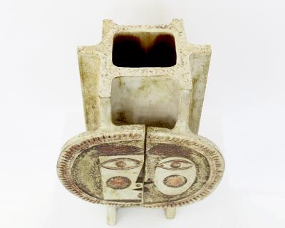 Roger Capron ROGER CAPRON FRENCH CERAMIC ARTIST VASE DAY AND NIGHT VALLAURIS FRANCE C 1970