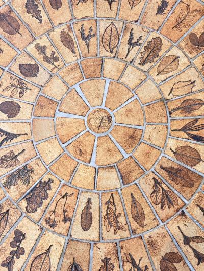 Roger Capron ROGER CAPRON FRENCH CERAMIC COFFEE TABLE MODEL GARRIGUE LEAF DECORATIONS