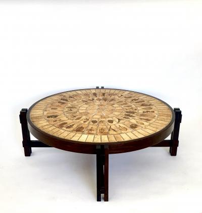 Roger Capron ROGER CAPRON FRENCH CERAMIC COFFEE TABLE MODEL GARRIGUE LEAF DECORATIONS