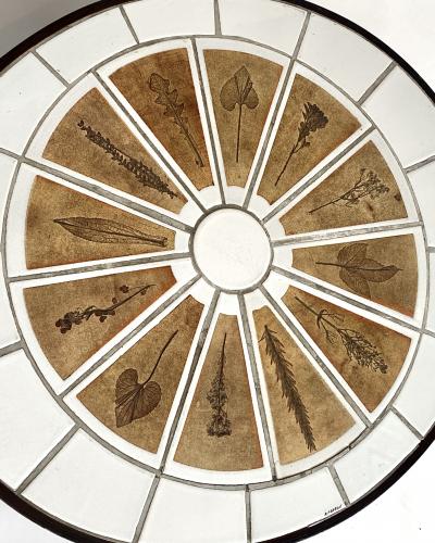 Roger Capron ROGER CAPRON FRENCH CERAMIC COFFEE TABLE WITH LEAF DECORATIONS MODEL PAMONA