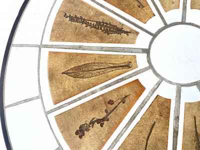 Roger Capron ROGER CAPRON FRENCH CERAMIC COFFEE TABLE WITH LEAF DECORATIONS MODEL PAMONA