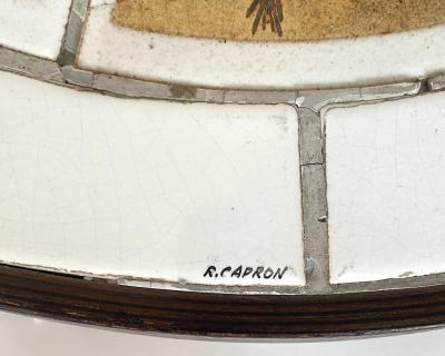 Roger Capron ROGER CAPRON FRENCH CERAMIC COFFEE TABLE WITH LEAF DECORATIONS MODEL PAMONA