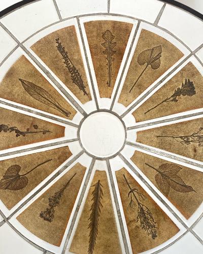 Roger Capron ROGER CAPRON FRENCH CERAMIC COFFEE TABLE WITH LEAF DECORATIONS MODEL PAMONA