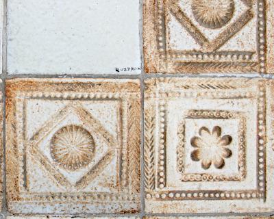 Roger Capron Roger Capron French Ceramic Tile Coffee Table Impressed Patterned Tiles