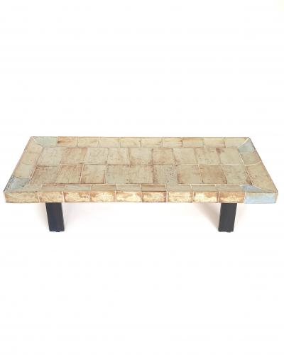 Roger Capron Roger Capron French Ceramic Tile Coffee Table Model Cuvette Vallauris