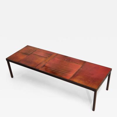 Roger Capron Vintage Coffee Table with Ceramic Lava Tiles on a Metal Frame by Roger Capron