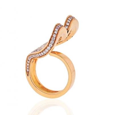 Roger Dubuis ROGER DUBUIS 18K ROSE GOLD CURVED HEART 4 21CTS RING