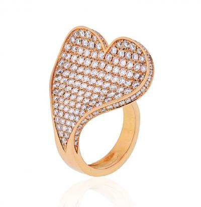 Roger Dubuis ROGER DUBUIS 18K ROSE GOLD CURVED HEART 4 21CTS RING