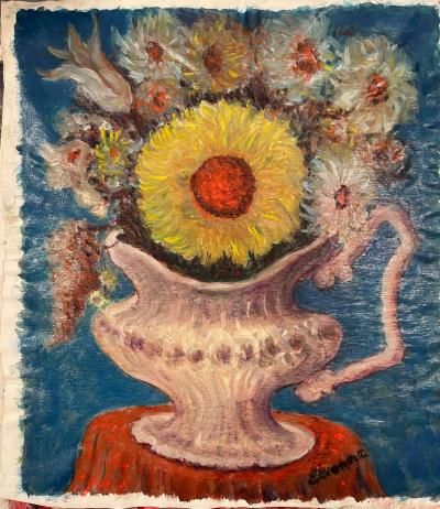 Roger Etienne 1960s Modern French Abstract Impressionist Still Life Painting by Roger Etienne