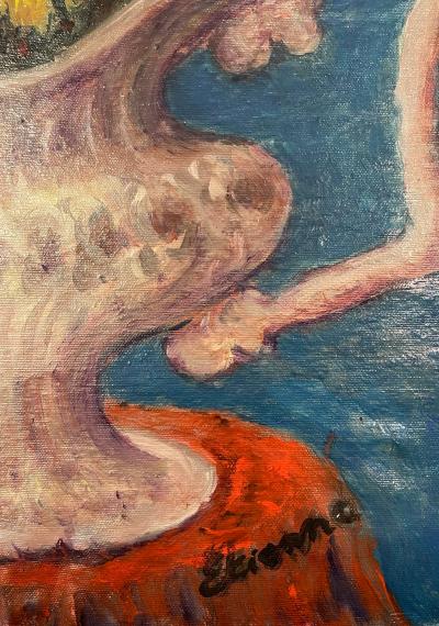 Roger Etienne 1960s Modern French Abstract Impressionist Still Life Painting by Roger Etienne