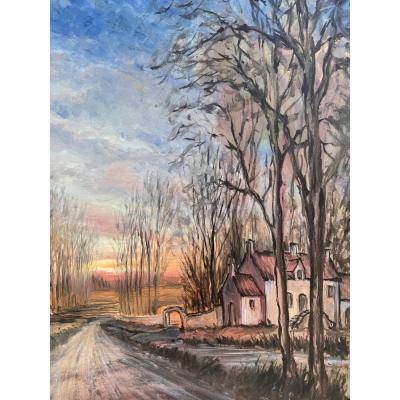 Roger Etienne Original Roger Etienne Rocquencourt France Landscape Oil Painting