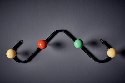 Roger Feraud Coat Hanger with multicolored wooden knobs by Roger Feraud for GEO