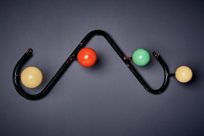 Roger Feraud Coat Hanger with multicolored wooden knobs by Roger Feraud for GEO