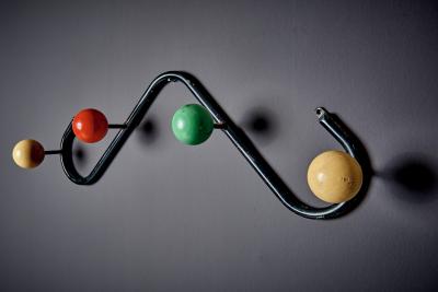 Roger Feraud Coat Hanger with multicolored wooden knobs by Roger Feraud for GEO