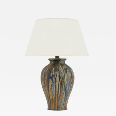 Roger Guerin Drip Glazed Ceramica Table Lamp by Roger Guerin