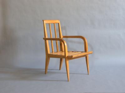 Roger Landault Four Midcentury Cherry Armchairs by Roger Landault