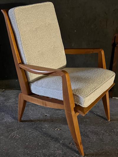 Roger Landault Roger landault rare set of 4 lounge chairs newly covered in boucle cloth