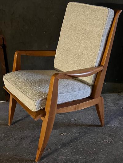 Roger Landault Roger landault rare set of 4 lounge chairs newly covered in boucle cloth