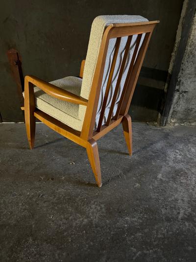 Roger Landault Roger landault rare set of 4 lounge chairs newly covered in boucle cloth