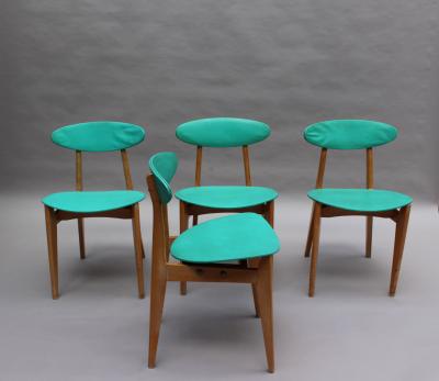 Roger Landault Set of 4 French 1950s Dining Chairs by Roger Landault Edited by Robert Sentou
