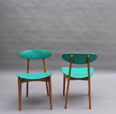 Roger Landault Set of 4 French 1950s Dining Chairs by Roger Landault Edited by Robert Sentou