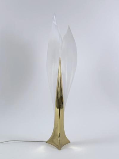 Roger Rougier Modernist Acrylic Brass Table Lamp or Floor Light by Maison Rougier 1970s