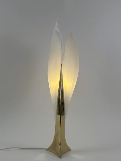 Roger Rougier Modernist Acrylic Brass Table Lamp or Floor Light by Maison Rougier 1970s
