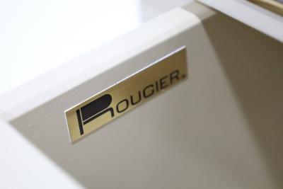 Roger Rougier Pair of Roger Rougier Nightstands in Lacquer with Gold Trim