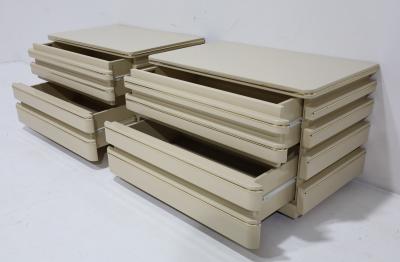 Roger Rougier Pair of Roger Rougier Nightstands in Lacquer with Gold Trim