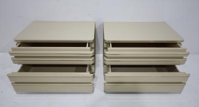 Roger Rougier Pair of Roger Rougier Nightstands in Lacquer with Gold Trim