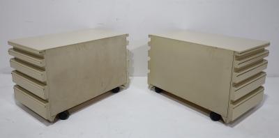 Roger Rougier Pair of Roger Rougier Nightstands in Lacquer with Gold Trim