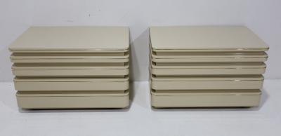 Roger Rougier Pair of Roger Rougier Nightstands in Lacquer with Gold Trim