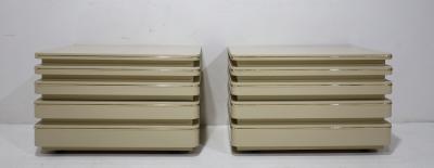 Roger Rougier Pair of Roger Rougier Nightstands in Lacquer with Gold Trim