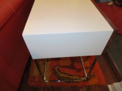 Roger Rougier Pair of Rougier Rosewood Two Drawer Chrome Base Nightstands Mid Century Modern