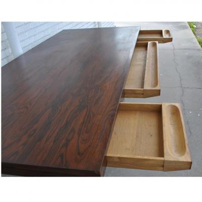 Roger Sprunger 7ft Dunbar Roger Sprunger Rosewood Chrome Writing Desk