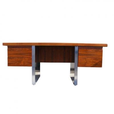 Roger Sprunger Dunbar Roger Sprunger Rosewood and Stainless Steel Desk