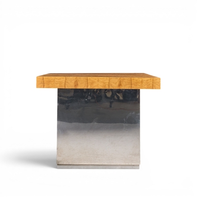 Roger Sprunger Roger Sprunger for Dunbar Burlwood Chrome Expanding Dining Table with 2 Leaves