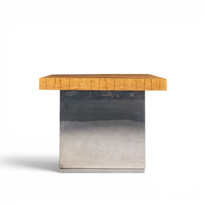 Roger Sprunger Roger Sprunger for Dunbar Burlwood Chrome Expanding Dining Table with 2 Leaves