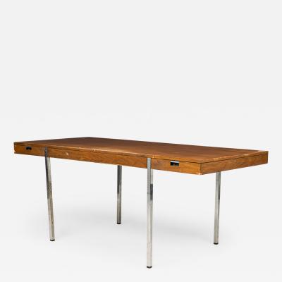 Roger Sprunger Roger Sprunger for Dunbar Furniture Co Minimalist Walnut and Chrome Desk