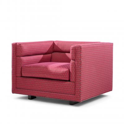 Roger Sprunger Roger Sprunger for Dunbar Mid Century Channel Cube Lounge Chairs Pair