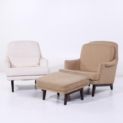 Roger Sprunger Roger Sprunger for Dunbar Mid Century Lounge Chair and Ottoman Pair