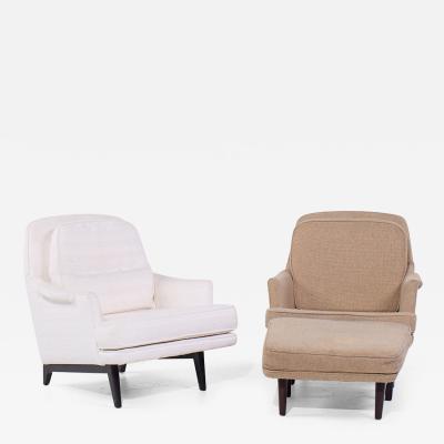 Roger Sprunger Roger Sprunger for Dunbar Mid Century Lounge Chair and Ottoman Pair