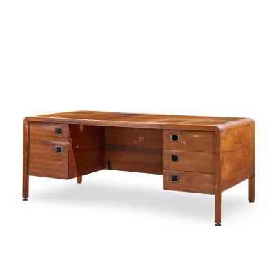 Roger Sprunger Roger Sprunger for Dunbar Style Mid Century Walnut Waterfall Executive Desk