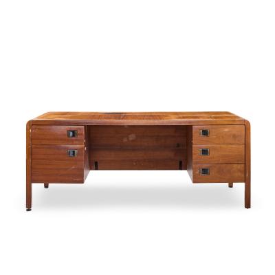 Roger Sprunger Roger Sprunger for Dunbar Style Mid Century Walnut Waterfall Executive Desk