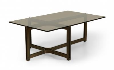 Roger Sprunger for Dunbar Bronze and Smoked Glass Coffee Cocktail Table