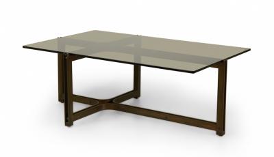 Roger Sprunger for Dunbar Bronze and Smoked Glass Coffee Cocktail Table