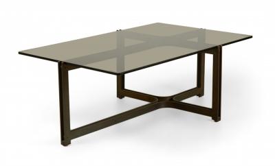 Roger Sprunger for Dunbar Bronze and Smoked Glass Coffee Cocktail Table