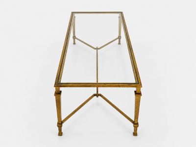 Roger Thibier Large coffee table in gilded iron by Robert Thibier Paris France circa 1960
