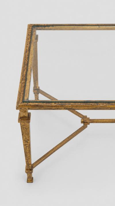 Roger Thibier Large coffee table in gilded iron by Robert Thibier Paris France circa 1960