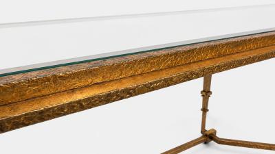 Roger Thibier Large coffee table in gilded iron by Robert Thibier Paris France circa 1960